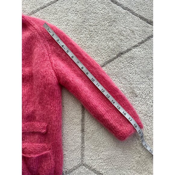 Vintage 60s Pretty in Pink Mohair & Wool Hand Knitted Cardigan Sweater Jackie-O - Picture 8 of 8